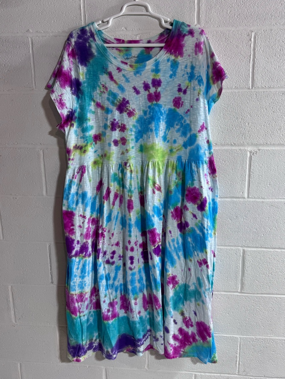 Tie-Dye Short Sleeve Dress - Multicolor
